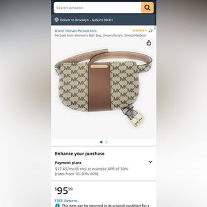 Michael Kors Brown Adjustable Belt Bag with Box